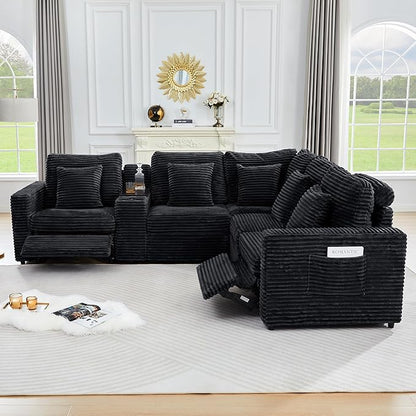 ORRD Modern Armless Power Recliner Sofa Seat for Modular Sectional Couch for Living Room-Black