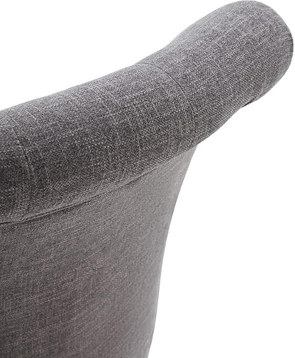 Home Office Chair Adjustable Height Swivel Chair with Wheels Linen Fabric Upholstered Computer Desk Chair with Wooden Legs Comfortable Armless Chair for Home Office Study Studio(Grey)