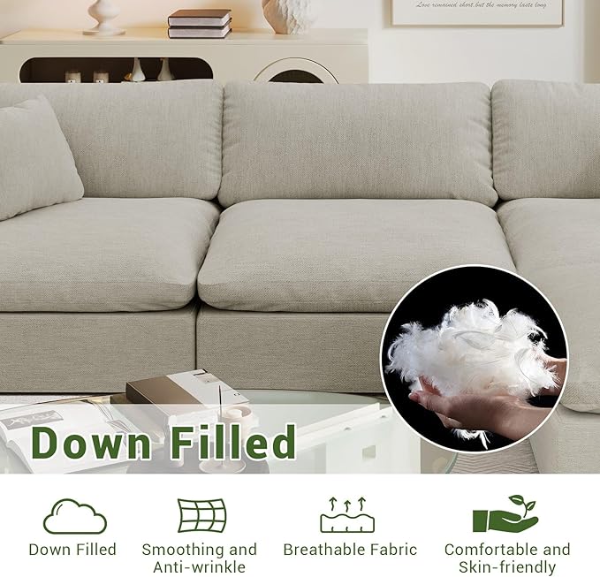 Cloud Modular Sectional Sofa,2 Seat Down Filled Sofa 78.6" Minimalist Sofa,Cover Washable and Replaceable Couches for Living Room,Sectional Sofa Deep Seat