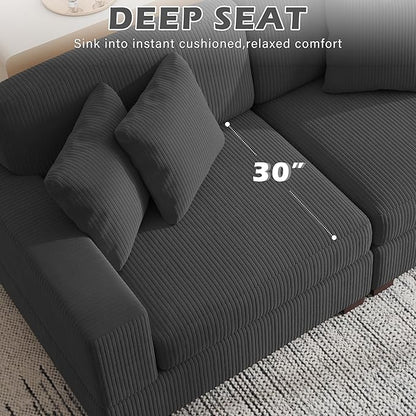 Modular Sectional Couches for Living Room, 118" Modern Upholstered 3-Seater Sofa Couche for Living Room Bedroom, Grey