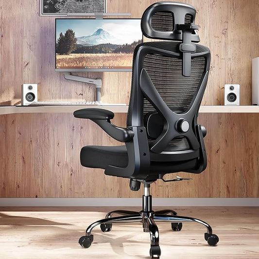Ergonomic Office Chair - Mesh Desk Chair with Adjustable Lumbar Support High Back Computer Gaming Chairs - Big and Tall Office Chairs Adults, Comfortable for Long Hours, Black