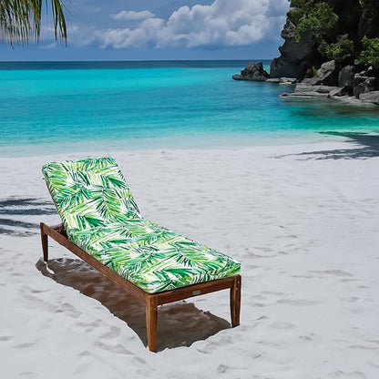 Tommy Bahama Chaise Cushion, 26" X 77" X 2.5", Coastal Palm Green Leaf