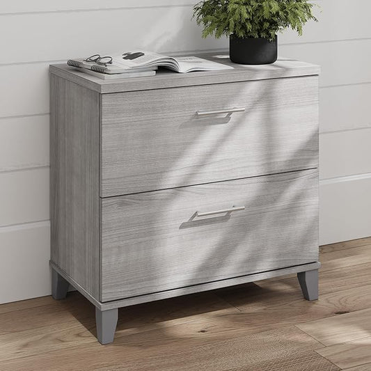 Bush Furniture 2 Drawer Lateral File Cabinet, Letter and Legal-Size Document Storage for Home or Professional Office, Somerset Collection, Platinum Gray