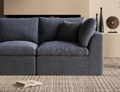 Oversized Cloud Sectional Couches for Living Room, Boneless U Shaped Couch with Ottoman, 4 Seater Modular Sectional Sofa, Dark Grey