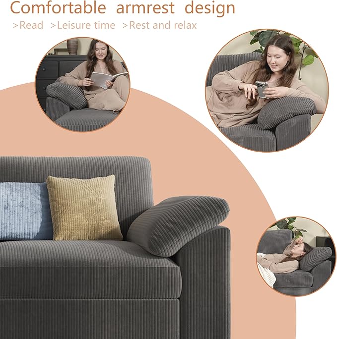 EASE MOOSE Oversized Modular Sectional Sofa, Extra Large L Shape Sectional Cloud Couch,Comfty Deep Seat Wide Modular Sofa for Living Room Removable Cover