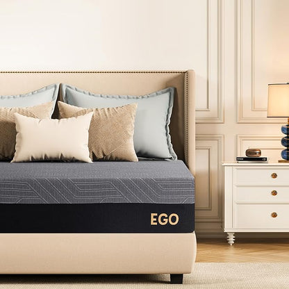 EGOHOME 10 Inch Cal King Memory Foam Mattress for Back Pain, Cooling Copper Gel Bed in a Box, Foam Made in USA, CertiPUR-US Certified, Therapeutic Medium Firm, 72x84x10 Black