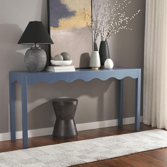 SAFAVIEH Home Collection Lilith Farmhouse French Country Blue Wavy Console Table for Entryway, Living Room, Foyer