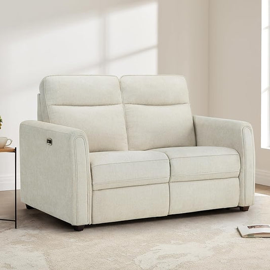 Zero Wall Recliner Sofa RV Loveseat Wall Hugger Power Recliner Chair with Comfortable Backrest High Wood Leg USB & Type C Dual Charge Ports for Living Room RV Furniture or Small Spaces