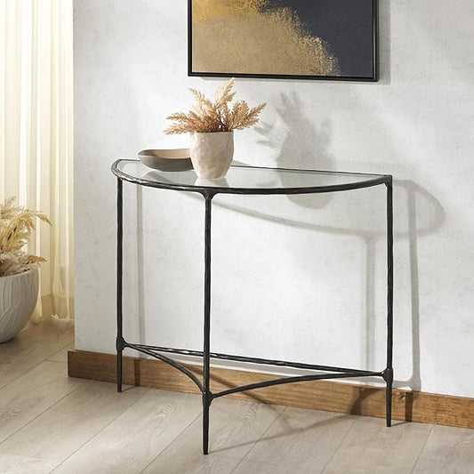 SAFAVIEH Couture Collection Isabellina Black & Clear Glass Half Moon Console Table