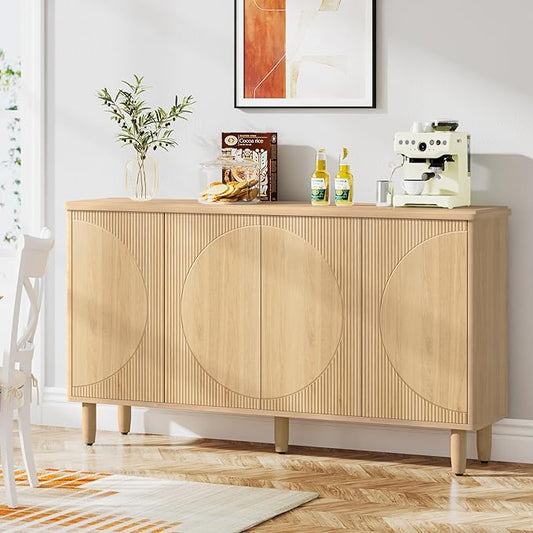 Tribesigns Buffet Cabinet Sideboard with Storage, Large Storage Cabinet Sideboard Buffet Table with Doors for Living Room Kitchen Dining Room (Light Brown)