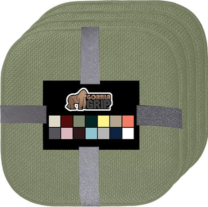 GORILLA GRIP Slip Resistant Chair Cushions, No Ties Required, Memory Foam Pads for Dining Room, Kitchen Table, Office, Rocking Chairs, Plush Seat Cover Cushion Pad, Home Decor, Set of 4, 16x16, Sage