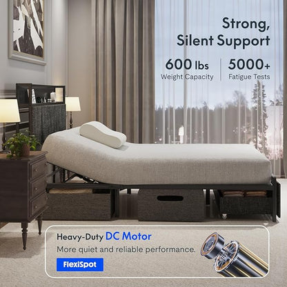 FLEXISPOT Queen Adjustable Bed + 10" Cooling Gel Memory Foam Mattress, Storage Headboard, Charging Station, LED Light, Drawers, Quiet DC Motor, Easy Assembly – Bonus 4-Piece Queen Sheet Set Included