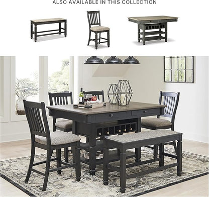 Signature Design by Ashley Tyler Creek Urban Farmhouse Counter Height Upholstered Dining Bench, Almost Black