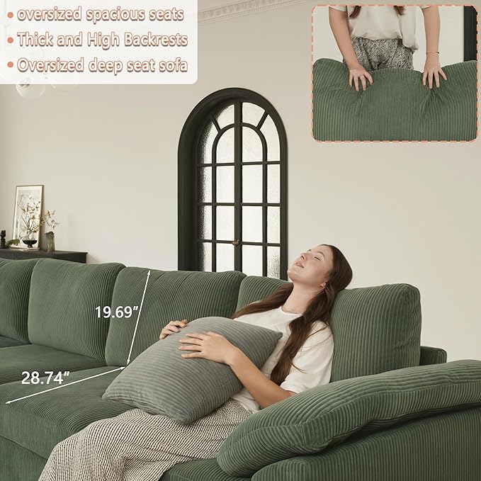 EASE MOOSE Oversized Sectional Modular Sofa,Large L Shape Sectional Couch Wide Deep Seat Modular Cloud Couch,Removable Cover