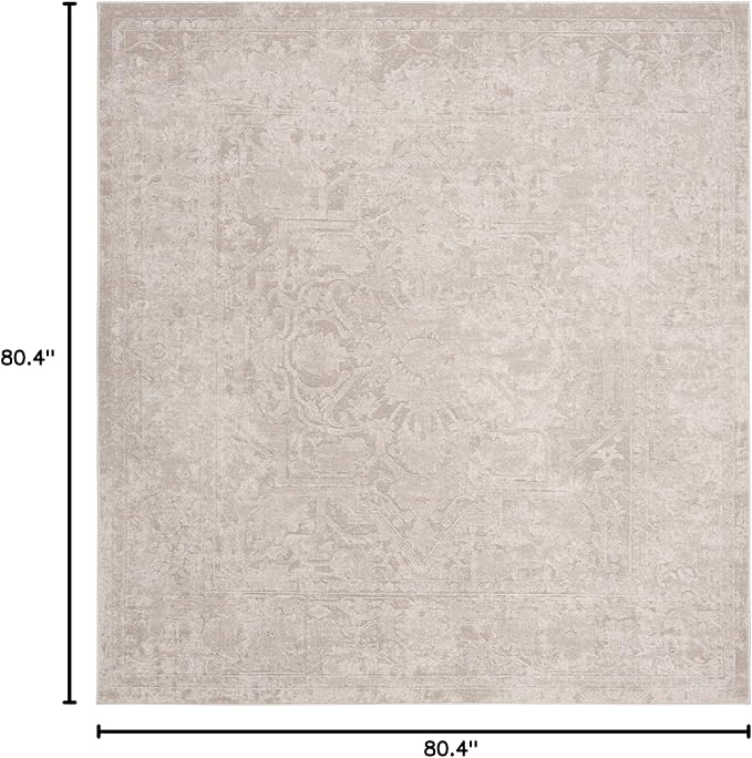 SAFAVIEH Reflection Collection Area Rug - 6'7" Square, Cream & Ivory, Non-Shedding & Easy Cleaning, Ideal for Living Room, Bedroom (RFT665D)