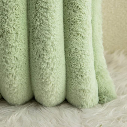 Neelvin Green Faux Fur Cozy Soft Striped Decorative Throw Pillow Covers 26x26 inch Set of 2,Velvet Pillowcase Cushion Case for Sofa Couch