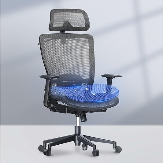 FLEXISPOT OC3 Air Ergonomic Office Chair Mesh Back Swivel Computer Chair Executive Office Desk Chairs with Adjustable Lumbar Support/2D Headrest/Lockable Backrest, Mesh Seat Cushion, Gray