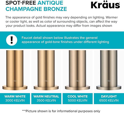 KRAUS Oletto Single Handle Kitchen Bar Faucet with QuickDock Top Mount Installation Assembly in Spot Free Antique Champagne Bronze, KPF-2600SFACB