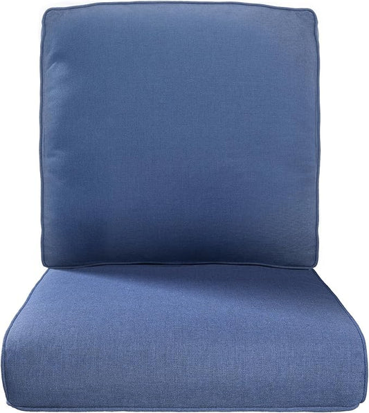 Pop 22x25/22x24 Outdoor Replacement Cushions - 1 Set High Back Deep Seat Patio Furniture Pillows for Rattan Dining Swivel Rocking Chairs Loveseat Couch Sectional Sofa - Navy Blue/Classic