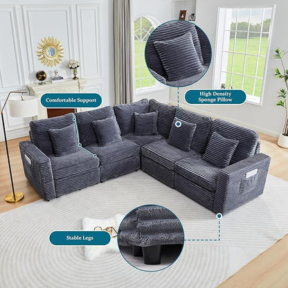 ORRD Modern Sofa Armrest Backrest for Modular Sectional Sofa Couch for Living Room-Blue Grey