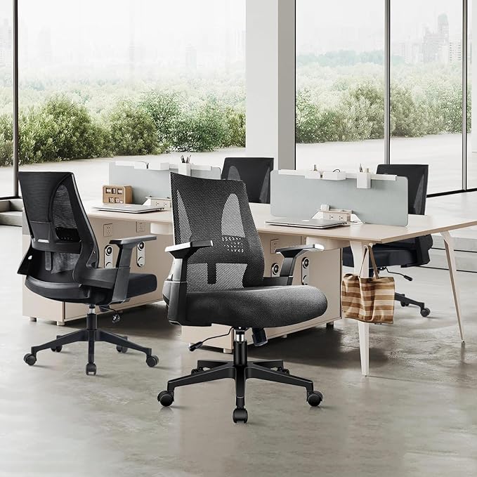 CLATINA 500lbs Big and Tall Office Chair Heavy Duty Mesh Ergonomic Computer Chairs with Adjustable Lumbar Support and Wide Comfy Seat for Home Office Conference Heavy People, Black(4 Pack)