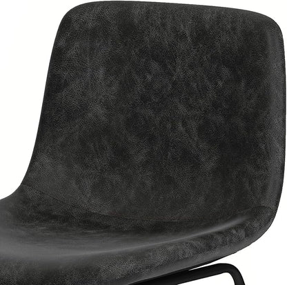SIMPLIHOME Jolie Contemporary 24 inch Counter Height Stool (Set of 2) in Distressed Charcoal Grey Vegan Faux Leather for the Dining Room and Kitchen