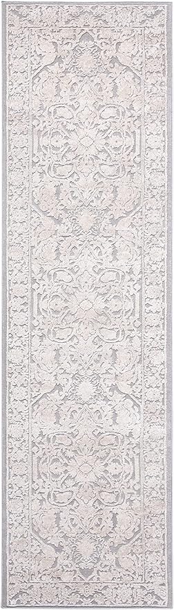 SAFAVIEH Reflection Collection Runner Rug - 2'3" x 6', Light Grey & Cream, Non-Shedding & Easy Cleaning, Ideal for Living Room, Bedroom (RFT665C)