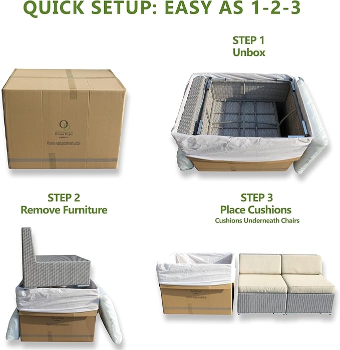 Outdoor Patio Wicker Furniture 7-PC Sectional with 6 inch All Weather Rainshield Cushions (Black Wicker, Gray Cushions)