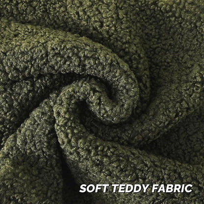 FUTEI Olive Green Throw Pillow Covers 16x16 Inch Set of 2,Furry Faux Fur Teddy Boucle Textured Cushion Covers,Soft Fluffy Decorative Pillow Case,Home Decor for Couch Bed Living Room Office Car