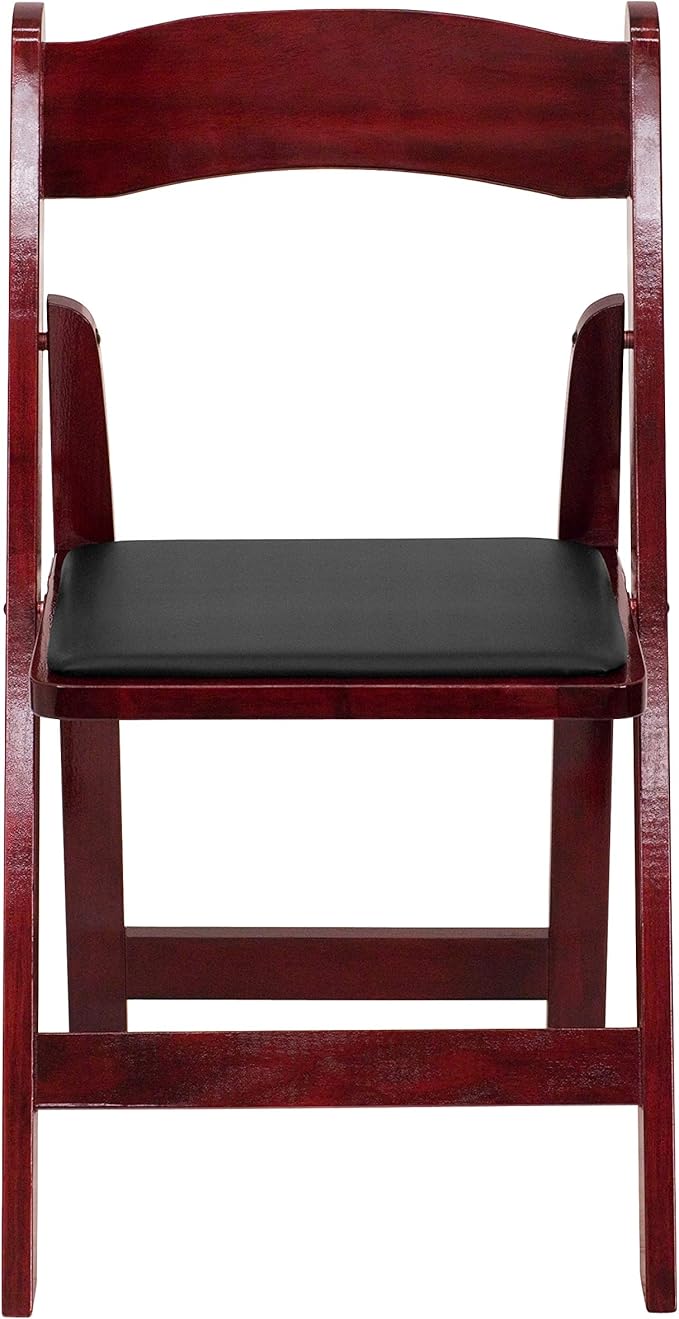 Flash Furniture 2 Pack HERCULES Series Mahogany Wood Folding Chair with Vinyl Padded Seat