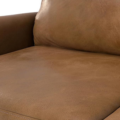 SIMPLIHOME Livingston 90-inch Wide Sofa in Caramel Brown Top Grain Genuine Leather, Handcrafted Mid-Century Modern Couch for Living Room, Large 3-Seater with Feather-Wrapped Cushions