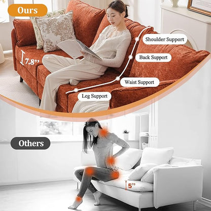 73'' Loveseat Sofa with All Seats Storage, Modular Sectional Couch with Deep Seat,Oversized Comfy Couch with 7.8'' Cushion for Living Room,Bedroom,Velet,Orange