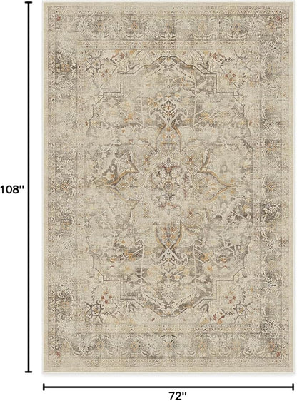 RUGGABLE Washable Vintage Area Rug – Sarrah Hazel 6x9, Stain-Resistant, Non-Slip – Medium Machine Washable Rugs for Living Room, Bedroom, Hallway, Entryway & Office–with Standard Pad