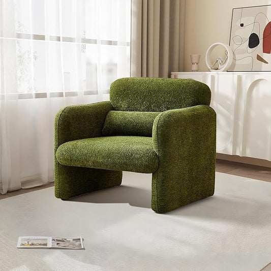 33.9'' Upgrade Lambswool Fabric Accent Chair with Arms, Modern Single Sofa Chair Armchair Upholstered Comfy Reading Arm Chair for Bedroom, Living Room