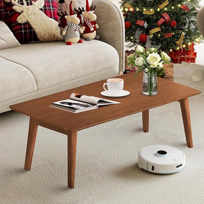 Wooden Folding Coffee Table No Assembly Low Collapsible Japanese Floor Table Small Spaces Tatami FoldableTable for Living Room Home Office (Walnut, Large)