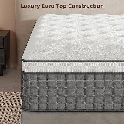 Mattress Full Size, Medium Firm 10 Inch Mattress with Extra Lumbar & Shoulder Support, Hybrid Mattresses with Gel Memory Foam Pain Relief - Fiberglass Free - No Odor - 365 Night Trial