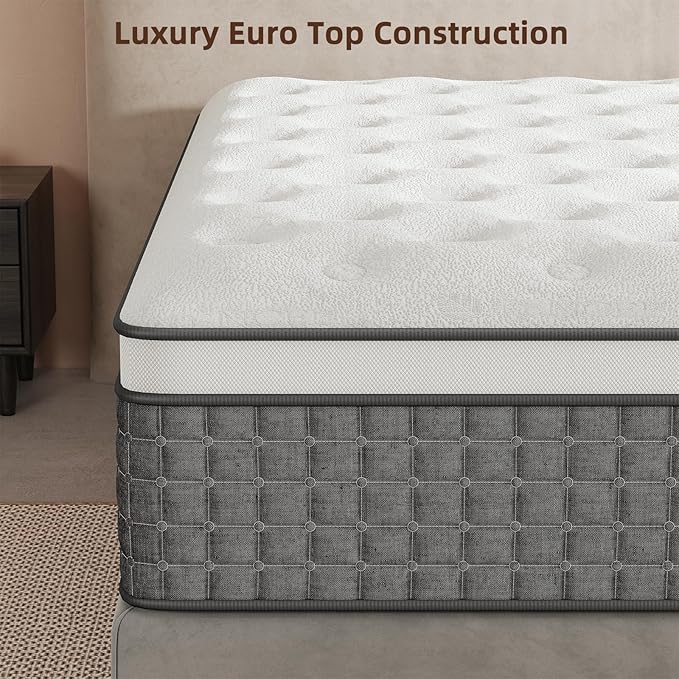 Mattress Full Size, Medium Firm 12 Inch Mattress with Extra Lumbar & Shoulder Support, Hybrid Mattresses with Gel Memory Foam Pain Relief - Fiberglass Free - No Odor - 365 Night Trial