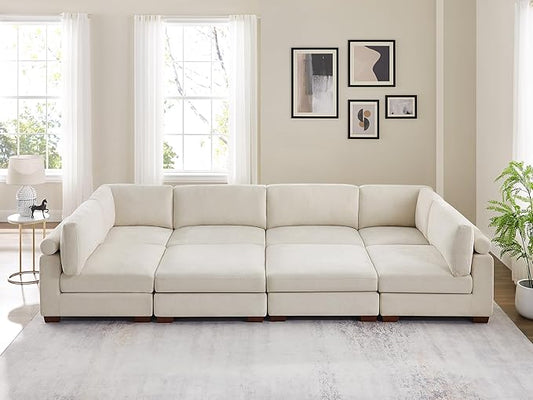 VANOMi Large Modular Sectional Sofa, Oversized Couch with Ottoman, Cloud Couch Deep Seat Sofa with Thick Cushion, Convertible Sectional Couches for Living Room Office Apartment