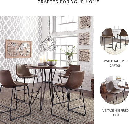 Signature Design by Ashley Centiar 24" Counter Height Modern Bucket Barstool 2 Count, Brown