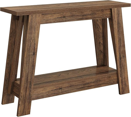 Tribesigns 41.3-Inch Farmhouse Entryway Table, 2-Tier Narrow Console Table Behind The Couch, Entryway Furniture with Storage for Small Spaces, Living Room, Hallway, Foyer, Rustic Brown