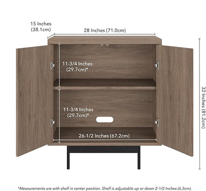 Henn&Hart 28" Fluted Wooden Accent Cabinet, Modern Ribbed Sideboard Buffet Cabinet with 2 Doors and an Adjustable Shelf for Living Room, Dining Room, Bedroom or Entryway, Antiqued Gray Oak