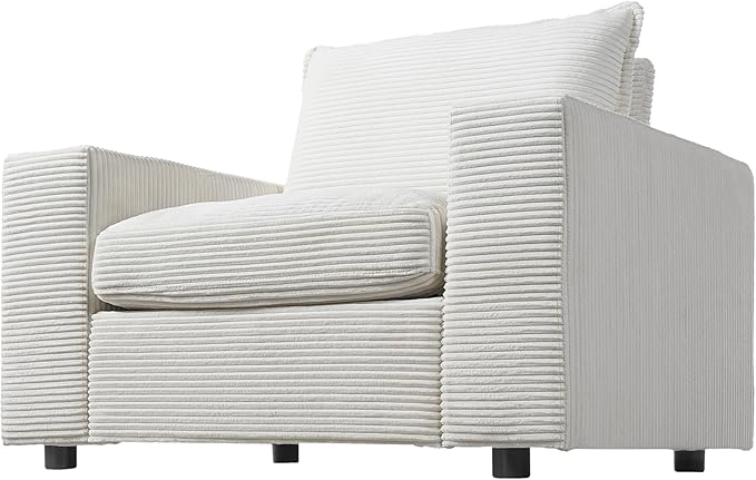 Christopher Knight Home Zoe Oversized Chaise Lounge Chair Indoor with Cup Holders & USB Charging Port, Corduroy Upholstered Sofa Bed + Ottoman with Storage, Comfy Deep Seat Sleeper Sofa Chair, Beige