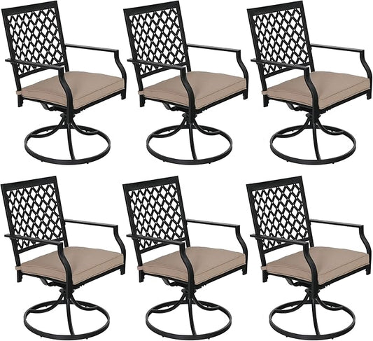 Sophia & William Patio Dining Chairs Set of 6, Outdoor Swivel Rocker Patio Chairs with Cushion, Metal Outdoor Chairs for Garden Backyard Bistro