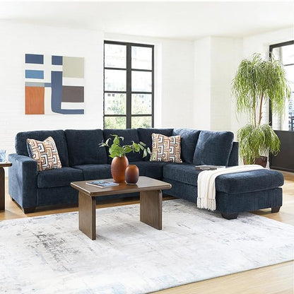 Signature Design by Ashley Aviemore Casual L-Shaped 2-Piece Sectional with Chaise for Living Room, Blue