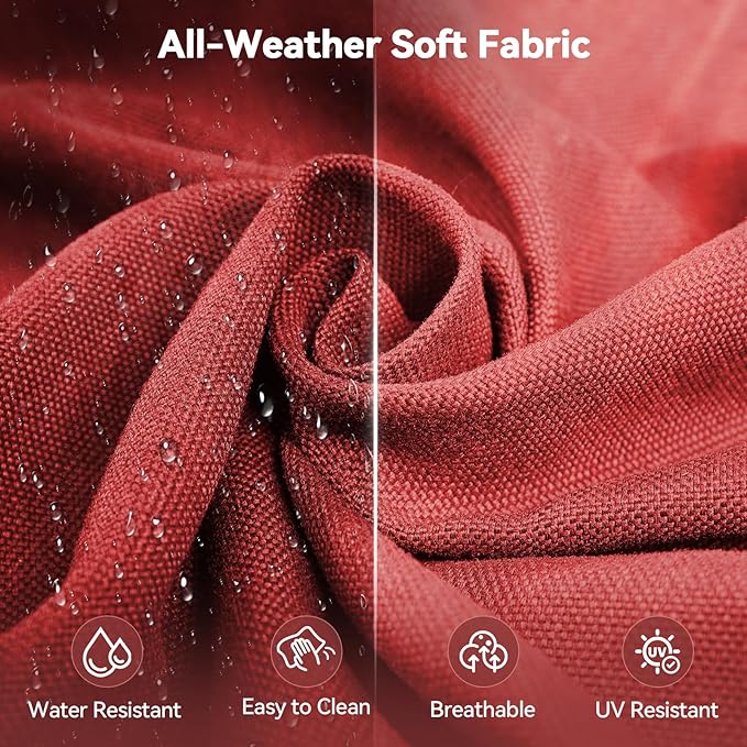 Luxury 6" Outdoor Cushions for Patio Furniture, 24x24x6 Thick Seat Cushion Set, Fade Resistant Couch Chair Replacement Cushions High Density Deep Wicker Chair Cushion with Removable Cover, Red