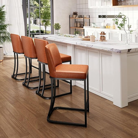 Sophia & William Brown Bar Stools Set of 4,Counter Height 24" Bar Stools for Kitchen Island