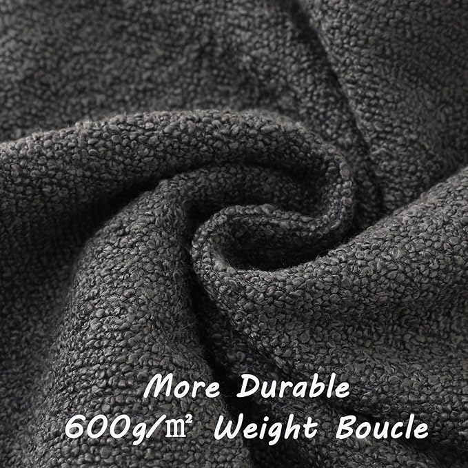 FUTEI Pack of 2 Dark Grey Decorative Throw Pillow Covers 12x20 Inch Soft Cozy Solid Boucle Textured Lumbar Pillow Cases,Modern Home Decor for Couch Bed Living Room