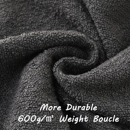 FUTEI Pack of 2 Dark Grey Decorative Throw Pillow Covers 26x26 Inch Soft Cozy Solid Boucle Textured Euro Pillow Shams,Modern Home Decor for Couch Bed Living Room