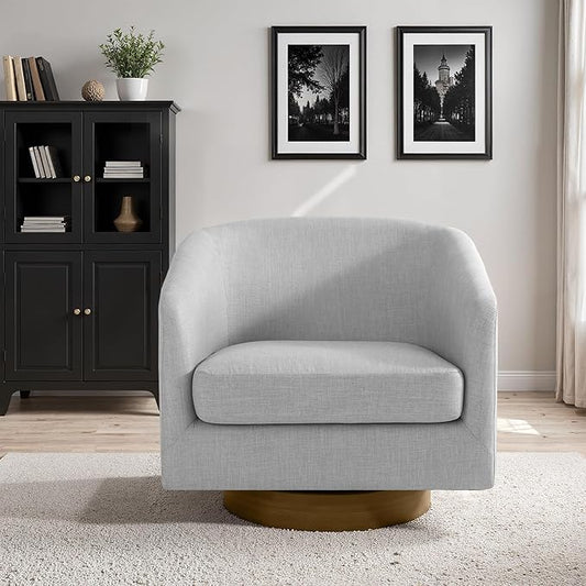 Lumibee Swivel Accent Chair, Chenille Fabric Swivel Barrel Chair for Living Room, Modern Comfy Upholstered Round Armchair Single Sofa Chair for Bedroom, Club-Cool Gray