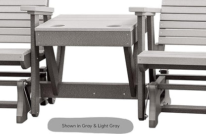 DutchCrafters Modern Horizontal Slat High Back Poly Double Glider Chairs with Center Table Outdoor Patio Furniture (Black & Cedar)